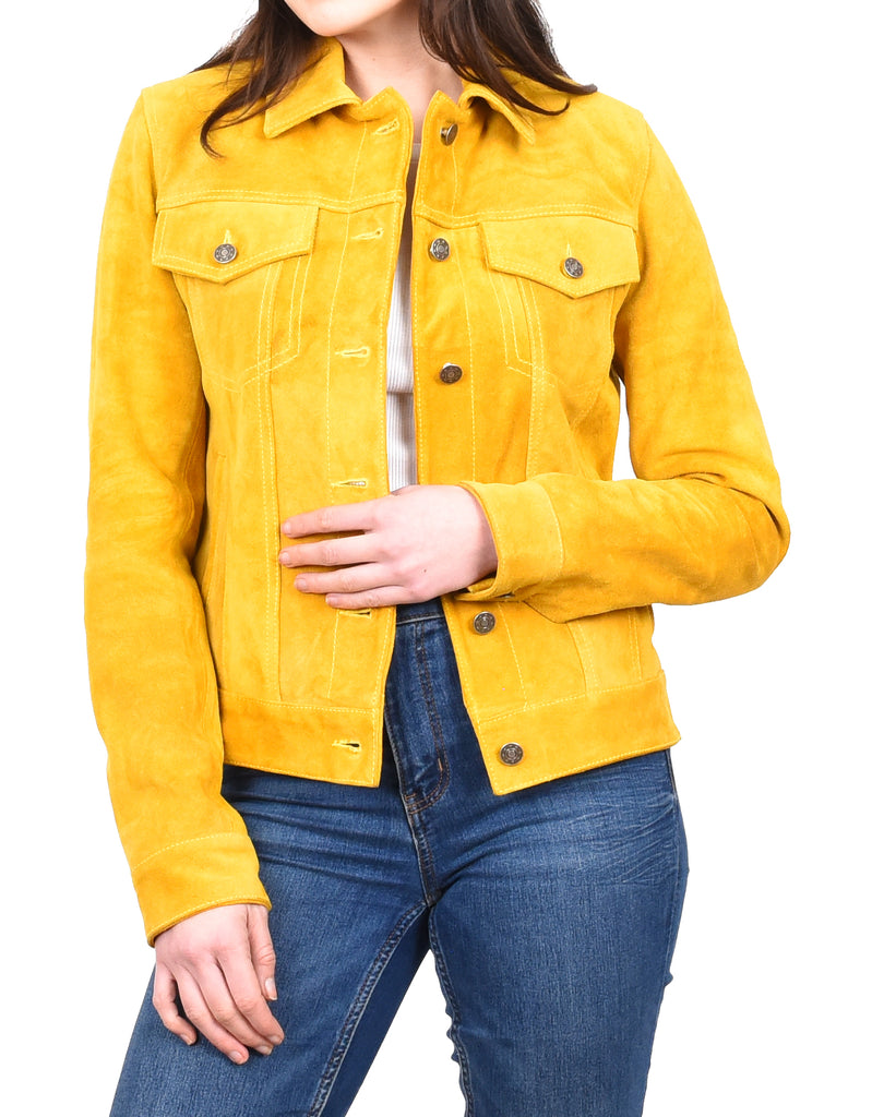 DR213 Women's Retro Classic Levi Style Leather Jacket Yellow 10