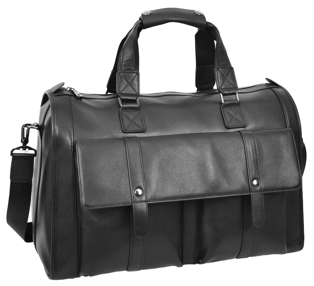 Holicarry Leather Weekend Large Holdall Overnight Bag Black-13