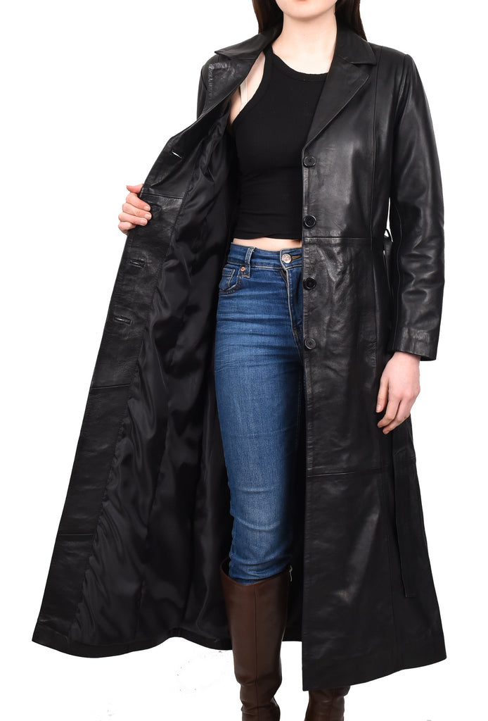 DR235 Women's Classic Full Length Long Coat Winter Black 10