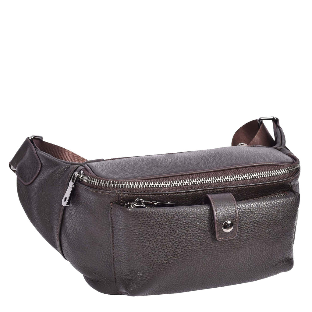 Runsack Real Leather Travel Waist Pack Bum Bag Brown-1