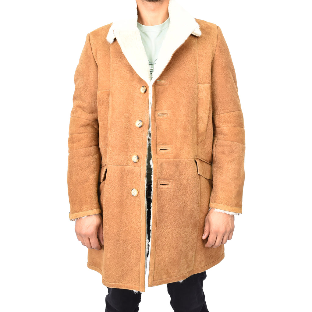 Genuine Sheepskin Coat Retro Trench Style Warm  Werner Whiskey-3