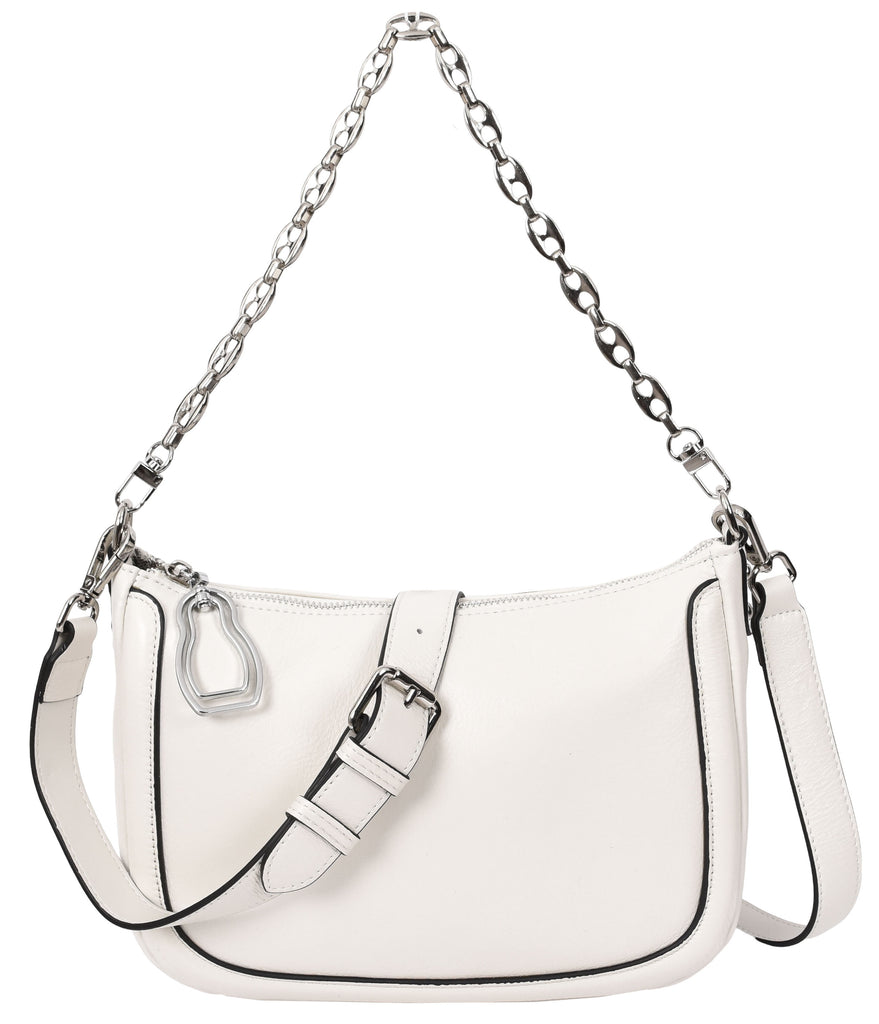 Blingstrap Women Leather Cross-Body Strap Handbag White-1