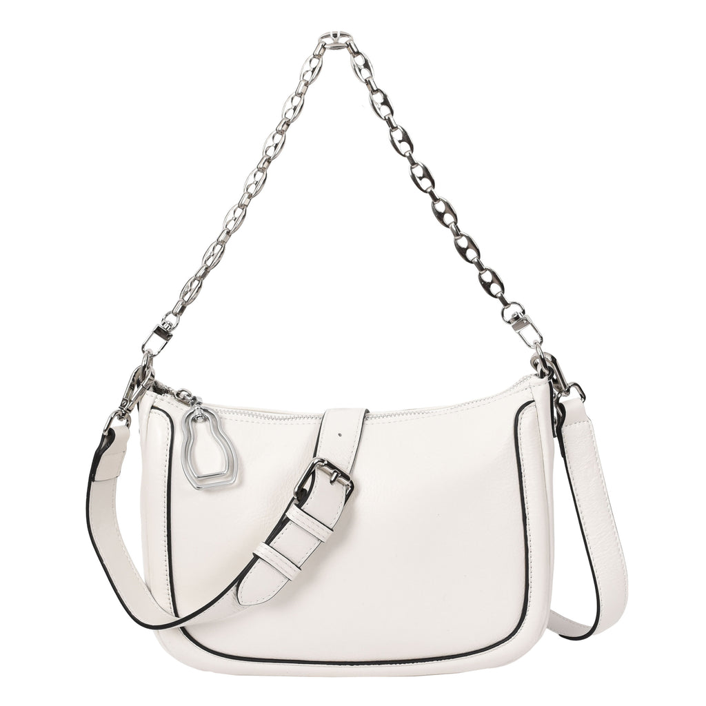 Blingstrap Women Leather Cross-Body Strap Handbag White-1