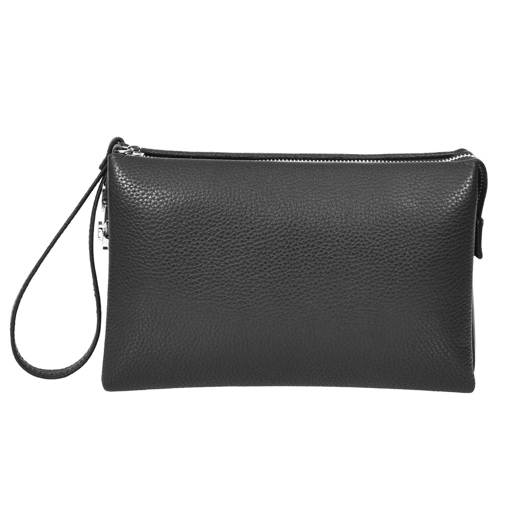 Trekkerwrist Real Leather Lockable Wrist Clutch Bag Black-1