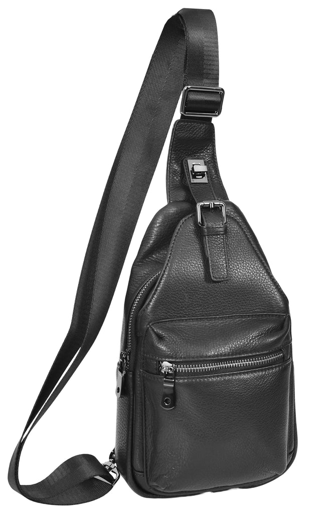 Nomadpack Genuine Leather Cross-Body Travel Chest Bag Black-2