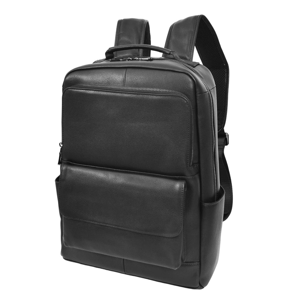 Trekzen Classic Leather Backpack Rucksack for Laptop Black-1