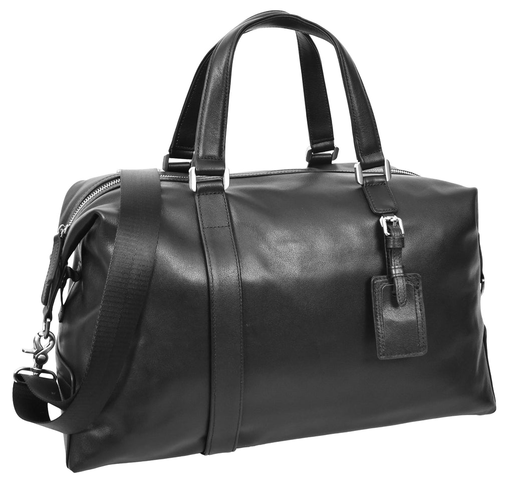 Pathpal Genuine Leather Weekend  Travel Holdall Duffle Black-1