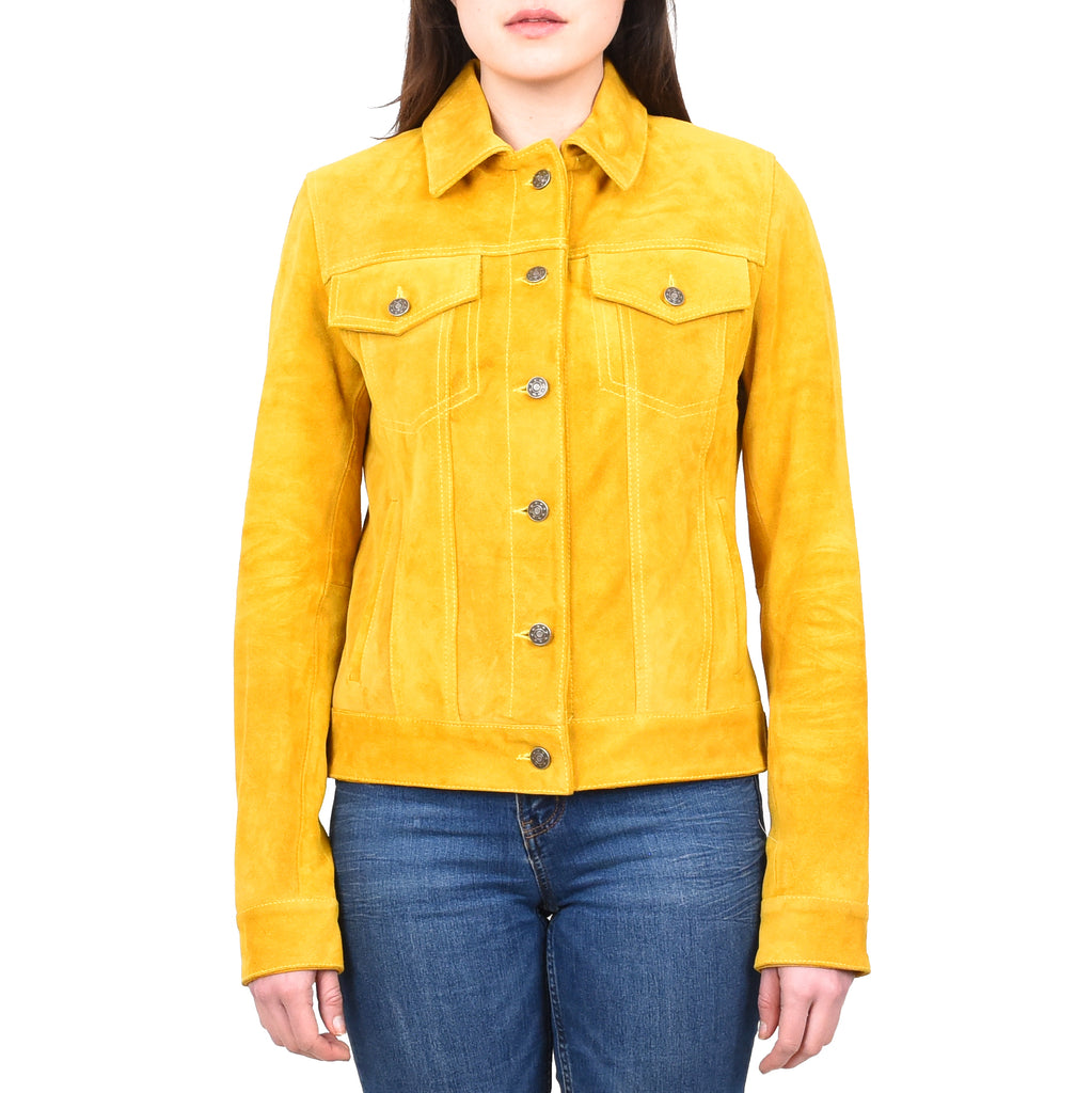 DR213 Women's Retro Classic Levi Style Leather Jacket Yellow 1