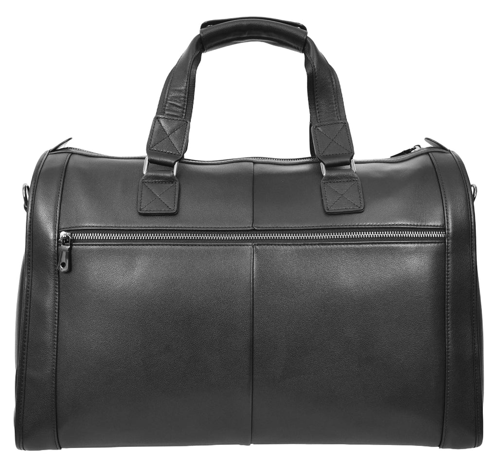 Holicarry Leather Weekend Large Holdall Overnight Bag Black-2