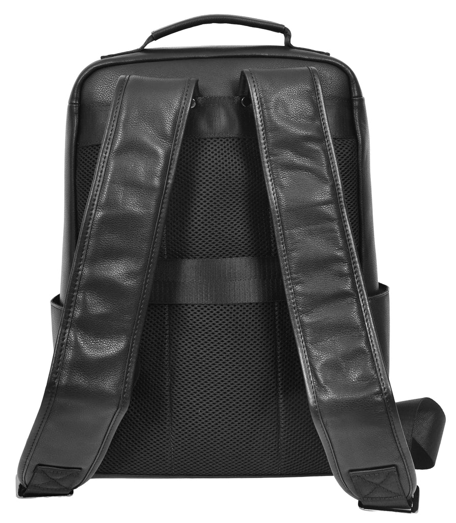 Trekzen Classic Leather Backpack Rucksack for Laptop Black-2