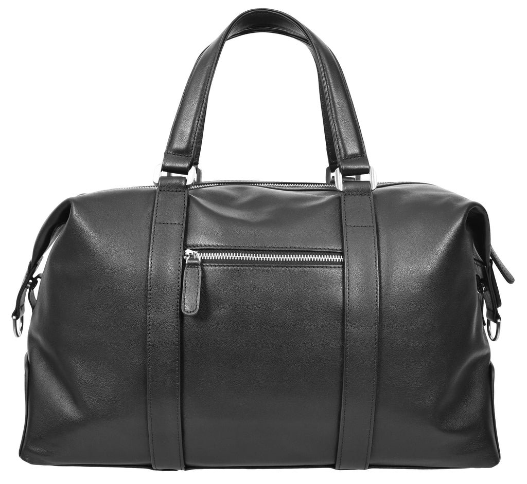 Pathpal Genuine Leather Weekend  Travel Holdall Duffle Black-2