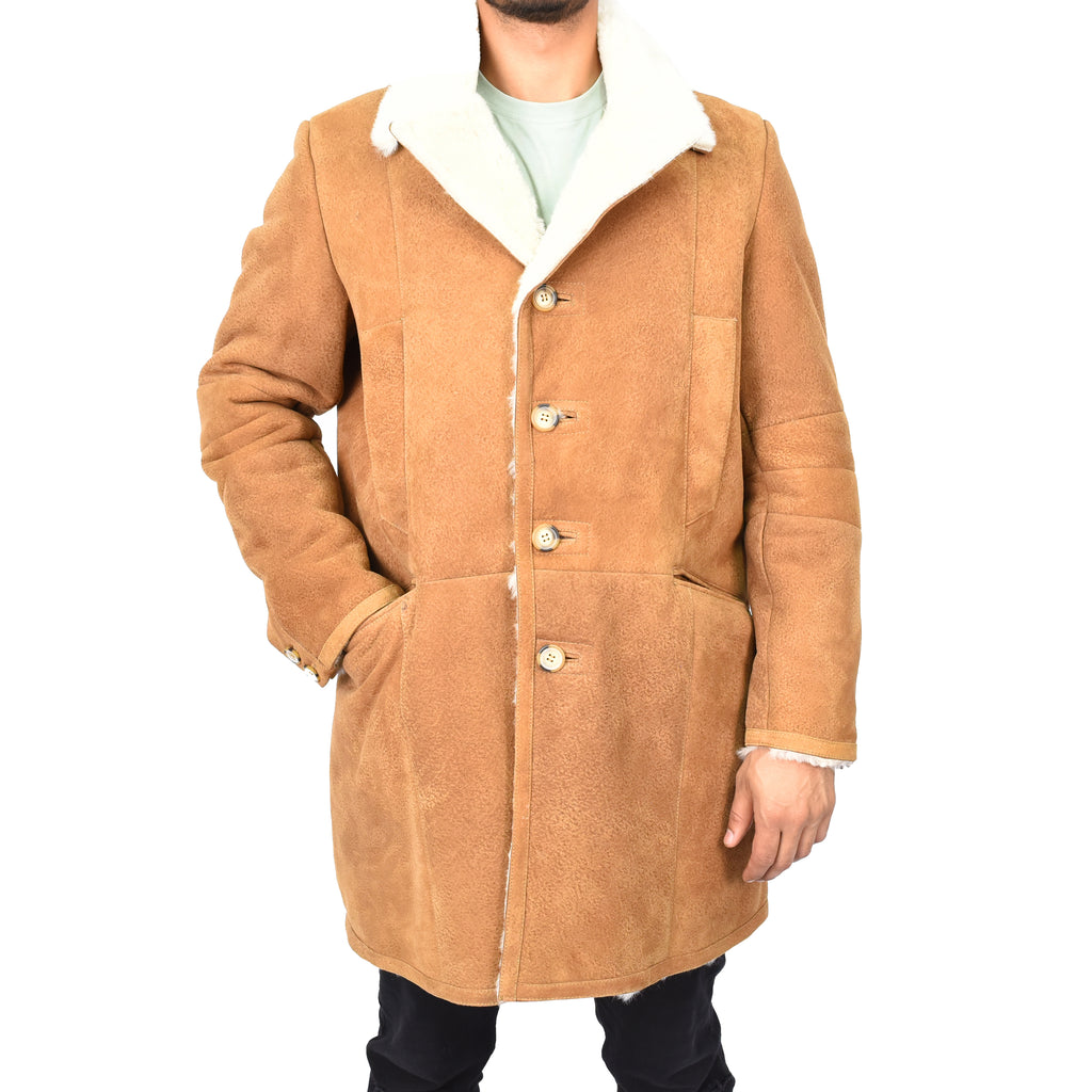 Genuine Sheepskin Coat Retro Trench Style Warm  Werner Whiskey-1