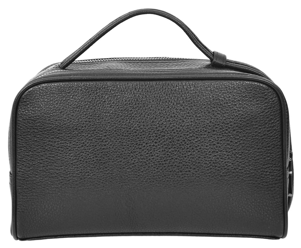 Tourgear Real Leather Toiletry Wash Travel Wrist Bag Black-3