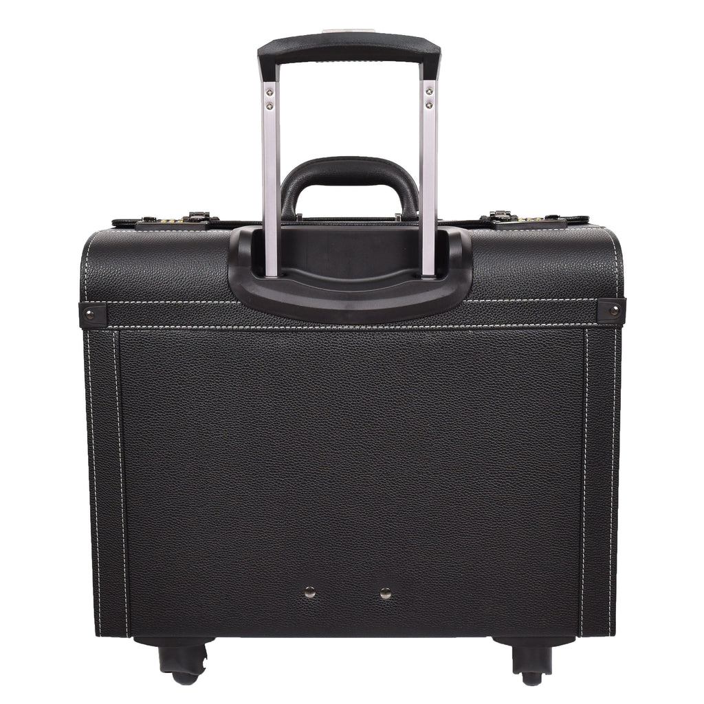 DR695 Four Wheel Pilot Case Faux Leather Cabin Bag Black-2