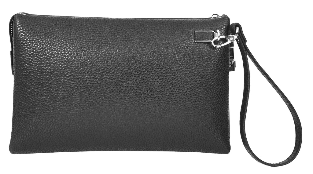 Trekkerwrist Real Leather Lockable Wrist Clutch Bag Black-2