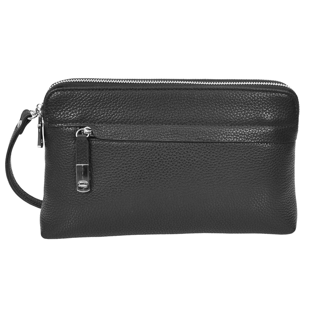 Tripouch Men's Leather Travel Pouch Wrist Clutch Bag Black-1