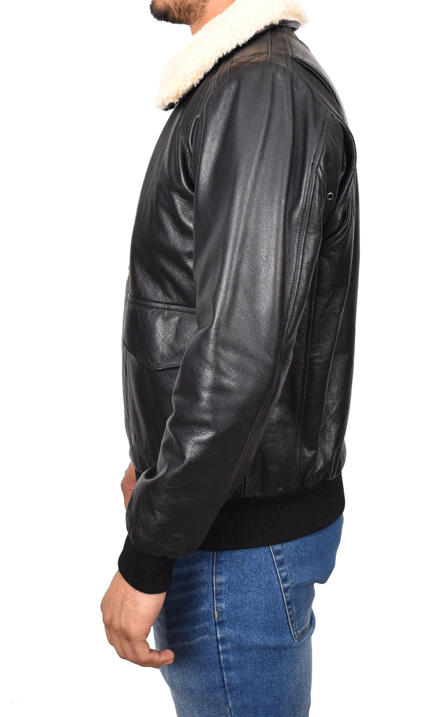 DR140 Men's Classic Leather Pilot Jacket Black 2