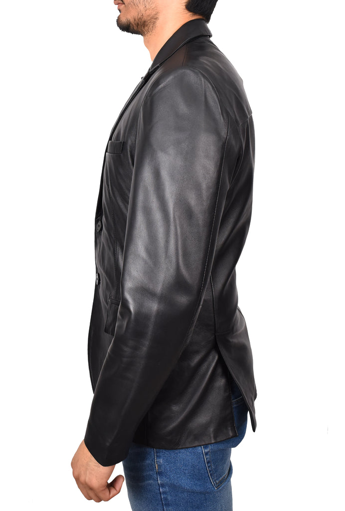 DR170 Men's Blazer Leather Jacket Black 2