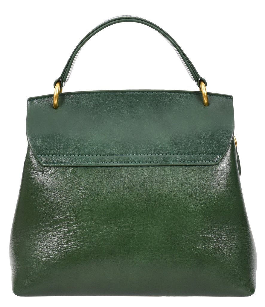 LUCENA Women's Small Real Leather Shoulder Handbag Green-2