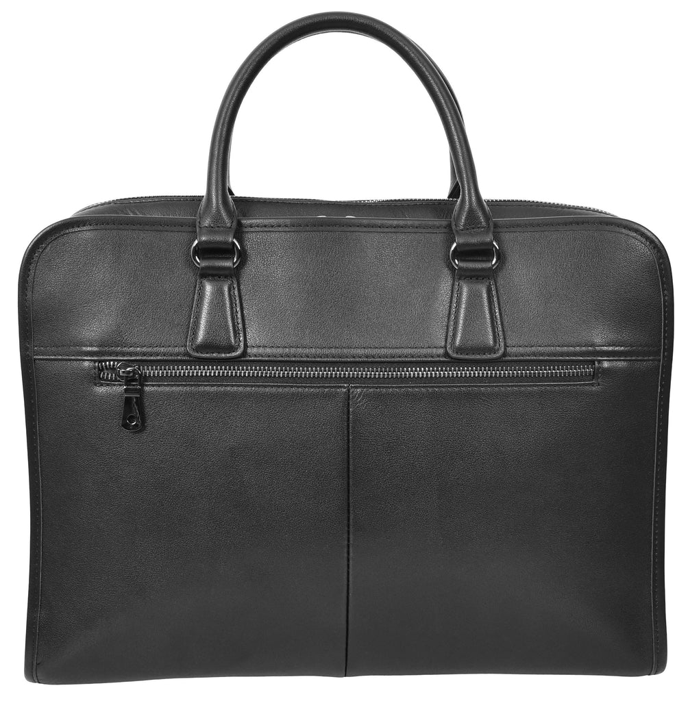 Bagmaster Genuine Leather Organiser Cross-Body Briefcase Black-2