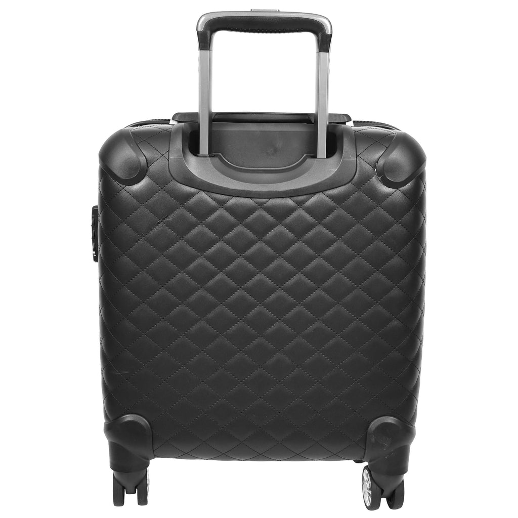 DR697 Four Wheel Pilot Case Quilted Lightweight Cabin Bag Black-3