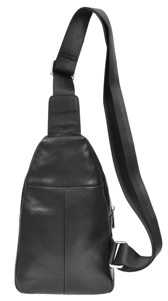 Explora Real Leather Cross-Body Travel Chest Bag Black-2