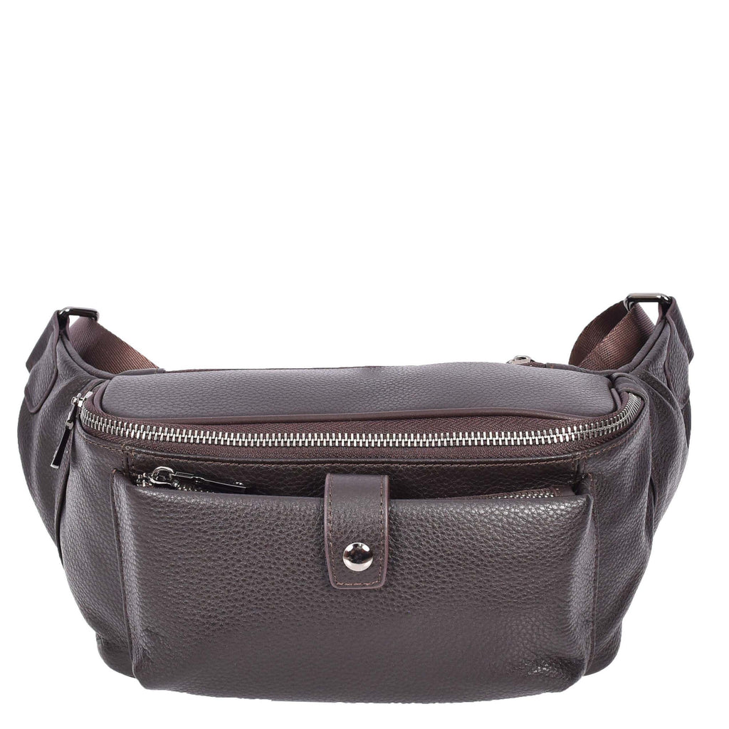 Runsack Real Leather Travel Waist Pack Bum Bag Brown-5