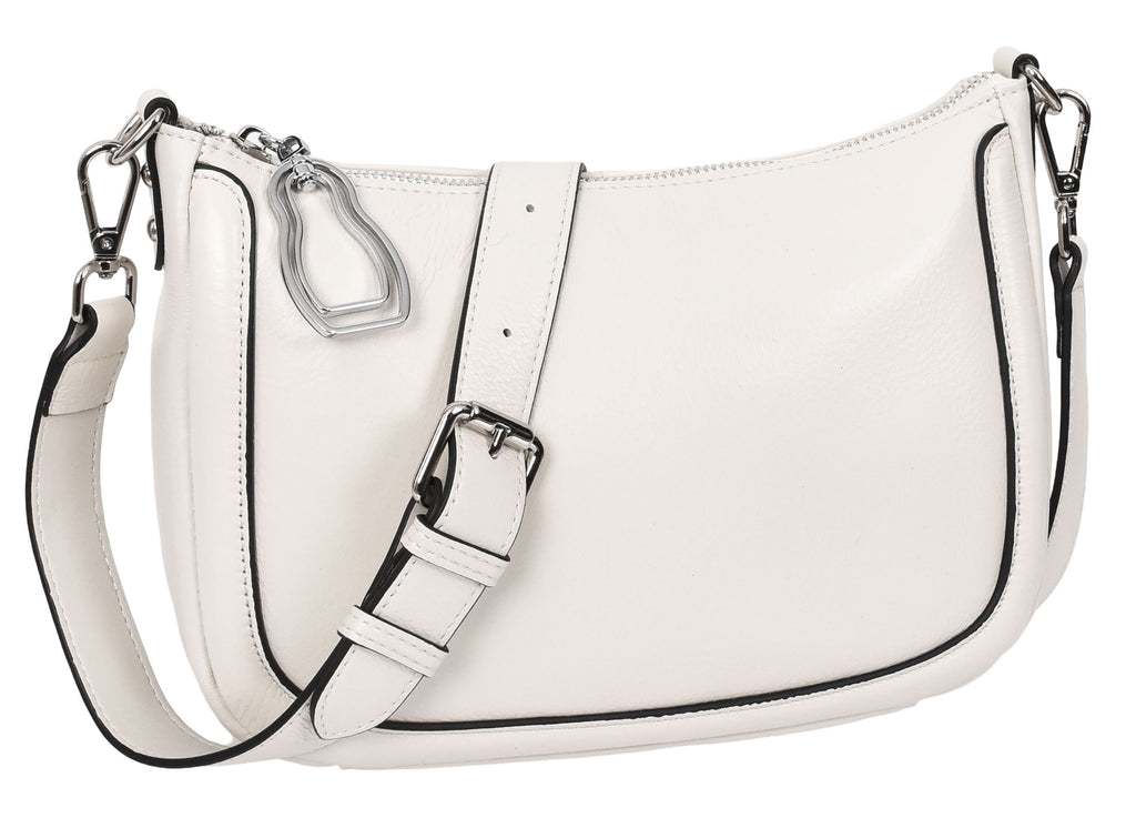 Blingstrap Women Leather Cross-Body Strap Handbag White-2