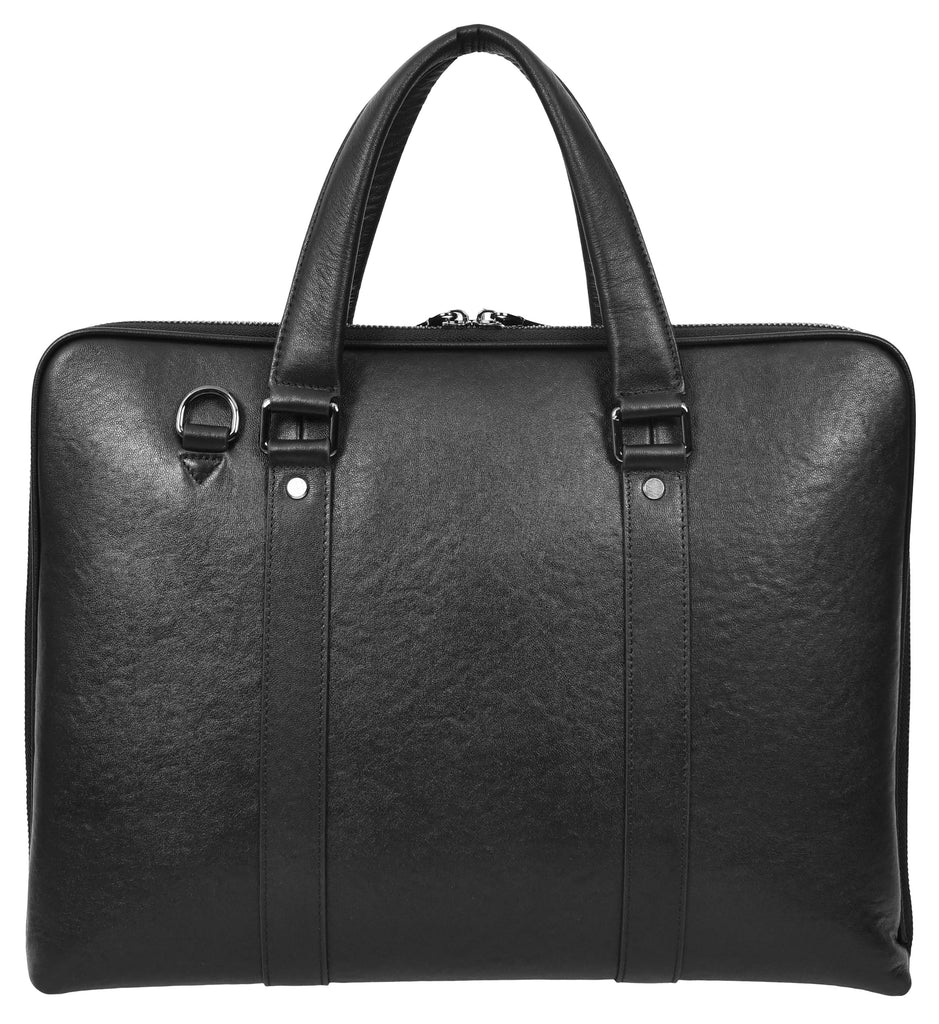 Bagify Genuine Leather Cross-Body Travel Briefcase Black-2
