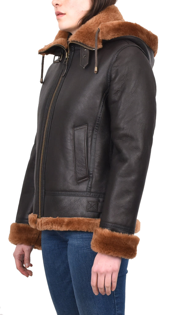 DR248 Women's Real Sheepskin Winter Warm Jacket Ginger 2