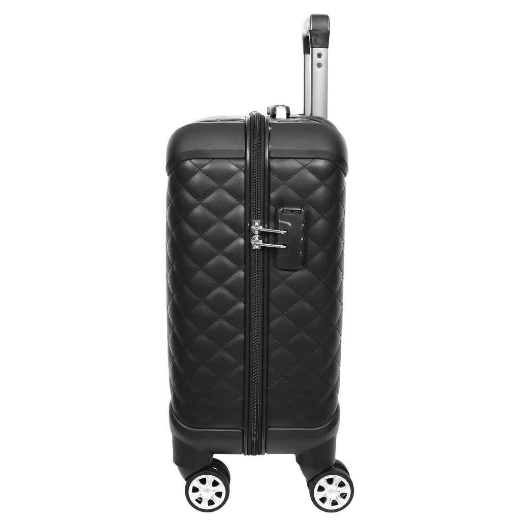 DR697 Four Wheel Pilot Case Quilted Lightweight Cabin Bag Black-4