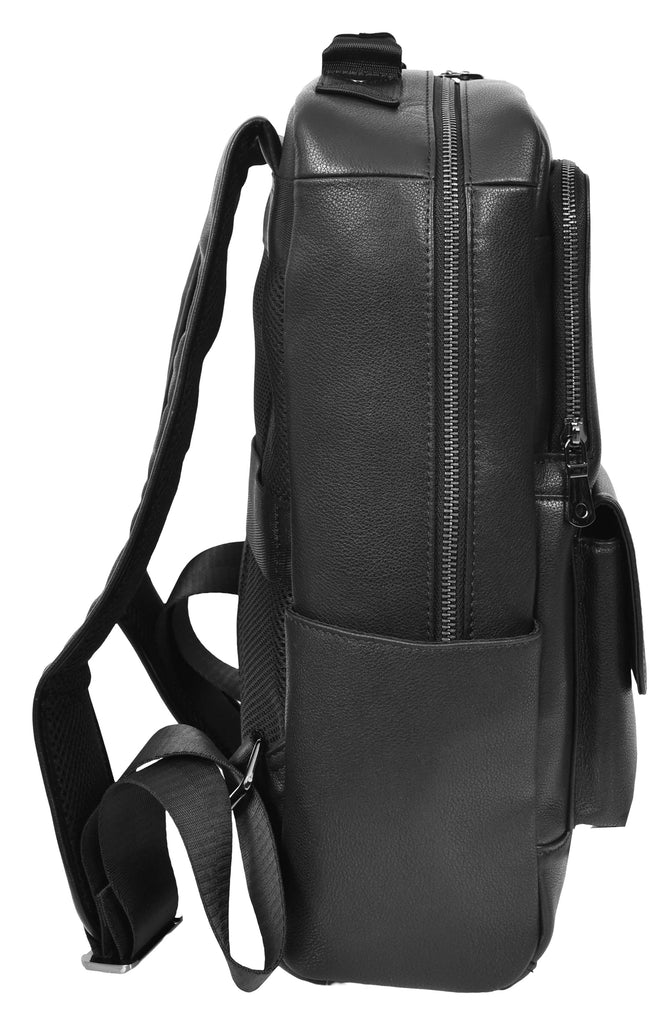 Trekzen Classic Leather Backpack Rucksack for Laptop Black-3