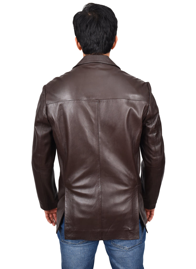 DR170 Men's Blazer Leather Jacket Brown 3