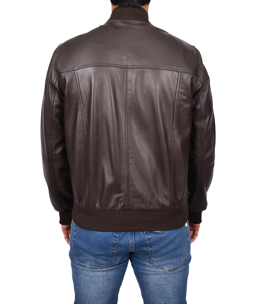 DR177 Men's Leather Bomber Jacket Brown 3