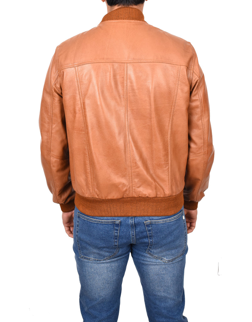 DR177 Men's Leather Bomber Jacket Tan 3