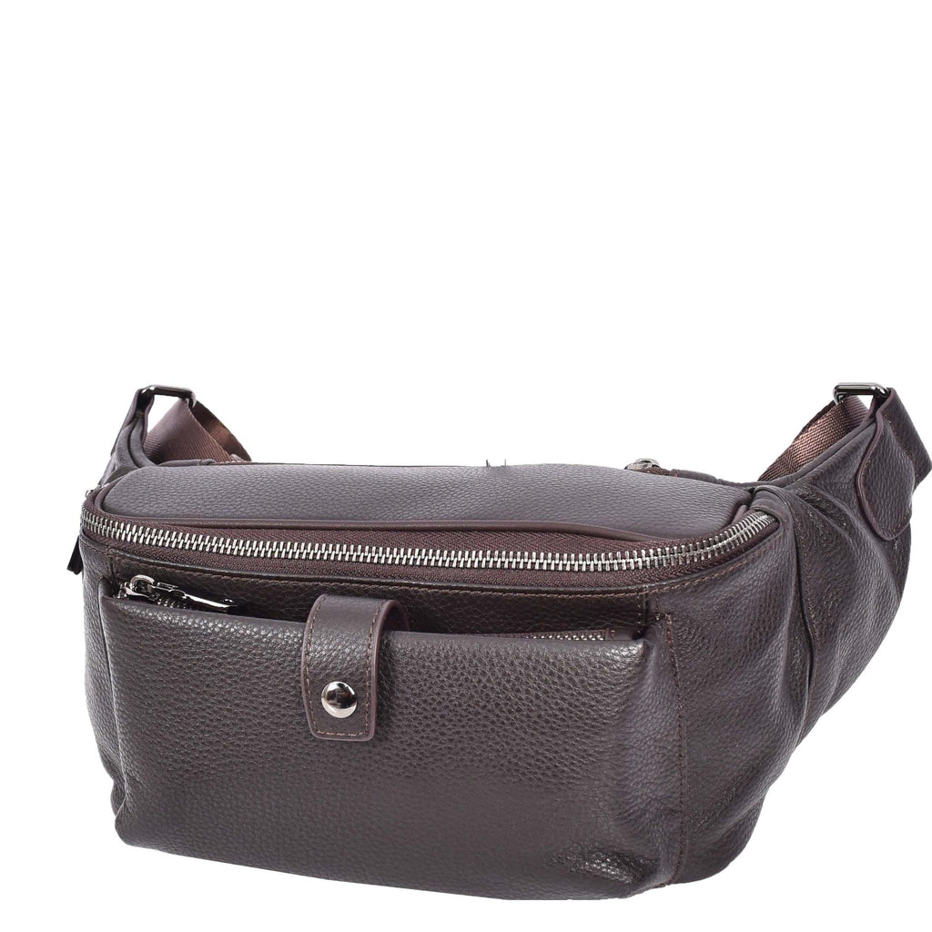 Runsack Real Leather Travel Waist Pack Bum Bag Brown-2