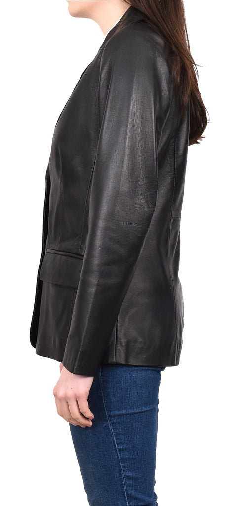 DR230 Women's Classic Blazer Leather Jacket Black 3