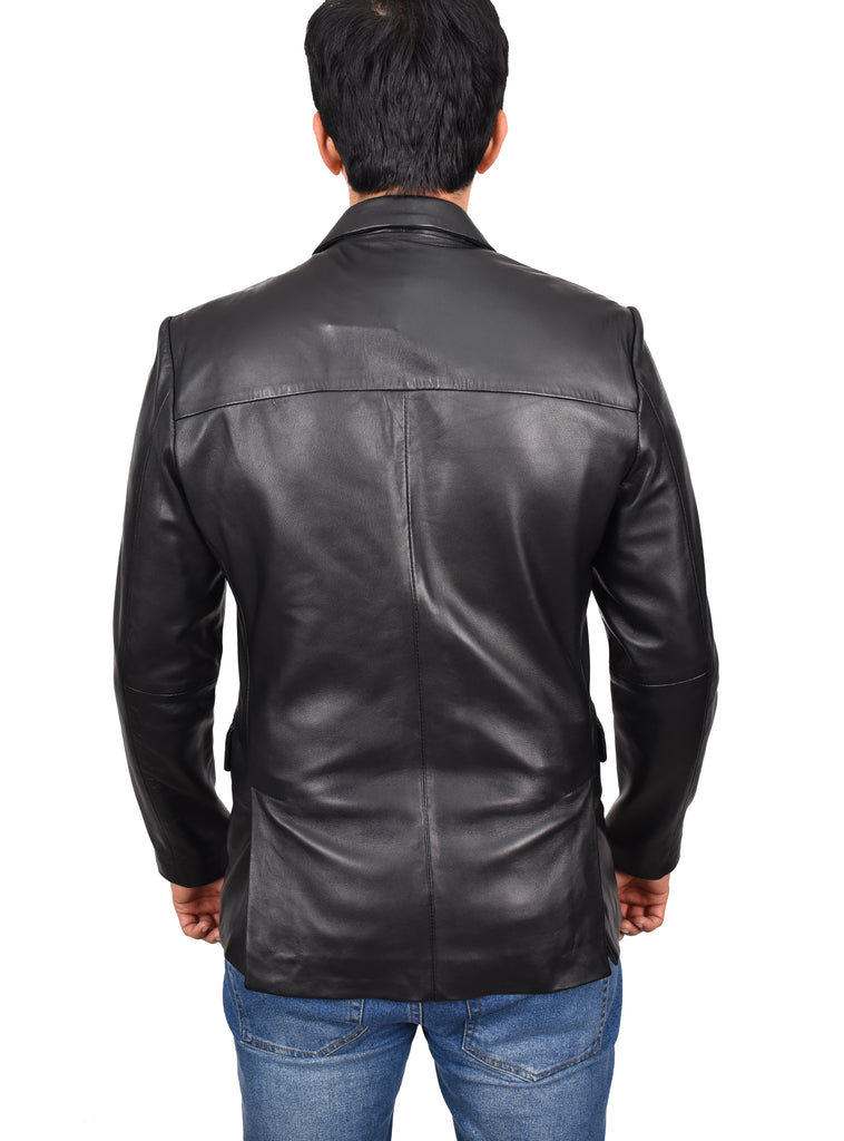 DR170 Men's Blazer Leather Jacket Black 3