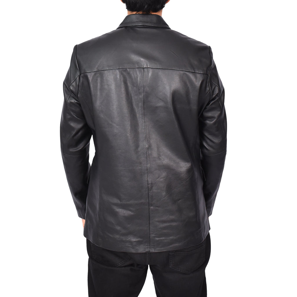 Gents Real Lambskin Leather Jacket Men's Blazer Coat Black Gjorn-3