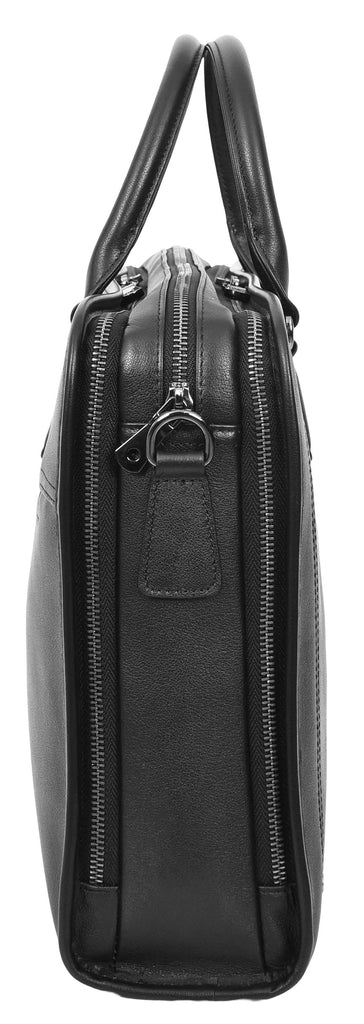 Bagmaster Genuine Leather Organiser Cross-Body Briefcase Black-3