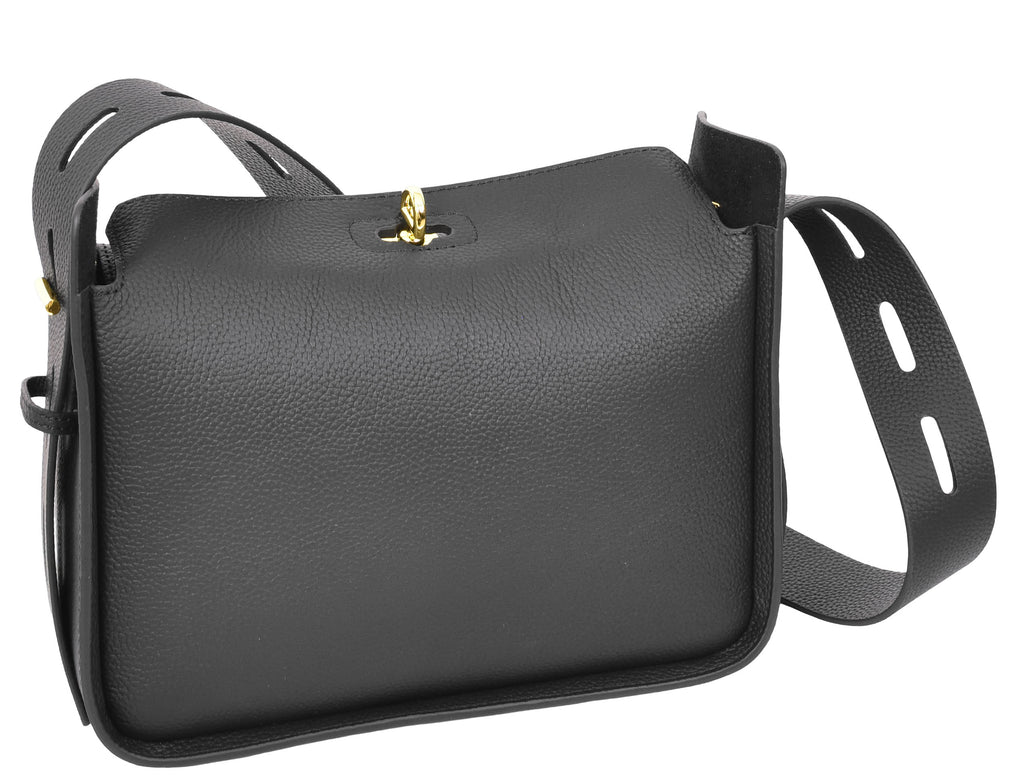 Toronto Women's Classic Real Leather Organiser Shoulder Bag Black-3