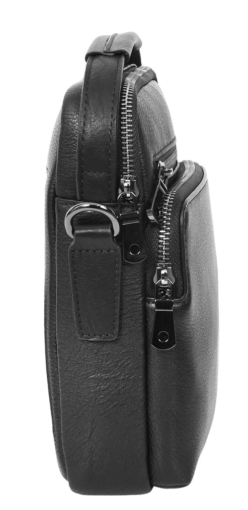 Bodymate Men's Small Leather Cross-Body Organiser Bag Black-3