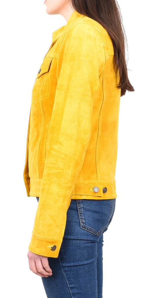 DR213 Women's Retro Classic Levi Style Leather Jacket Yellow 3