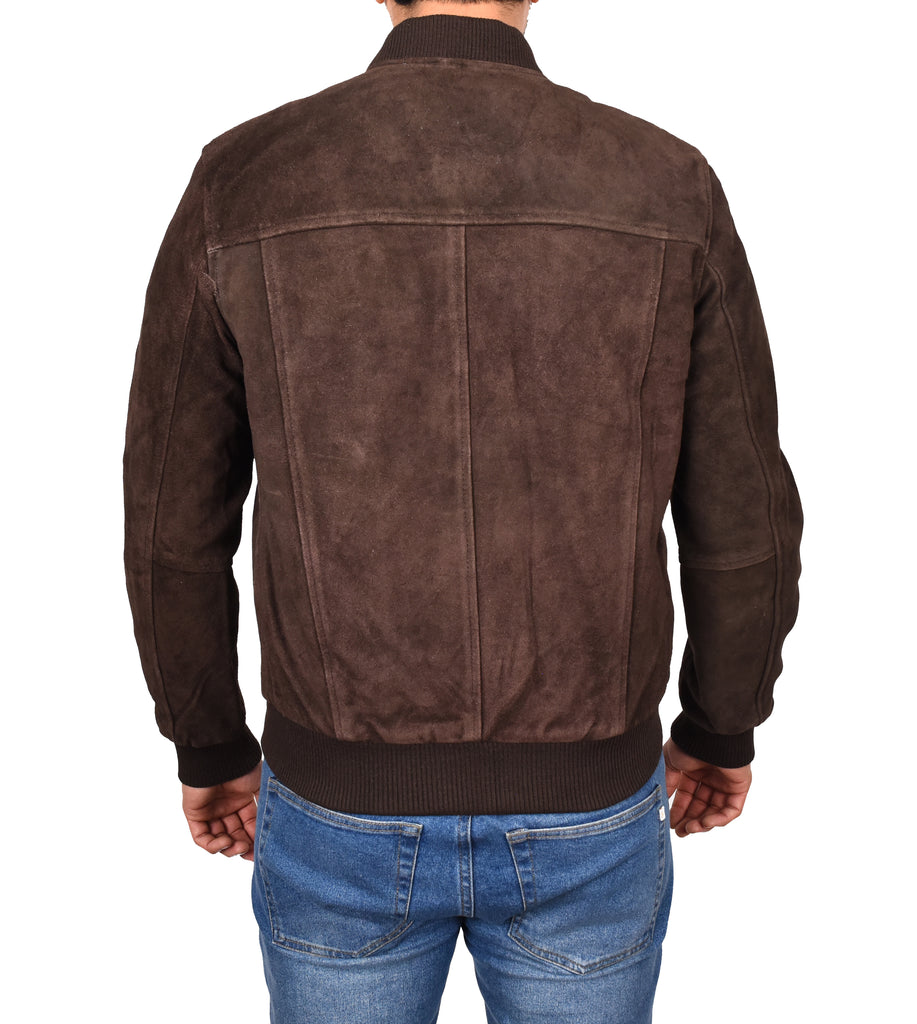 DR120 Men's Suede Leather bomber Jacket Brown 3