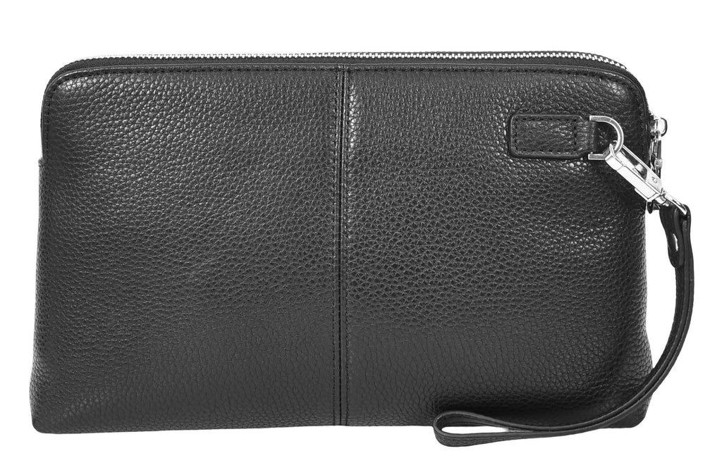 Tripouch Men's Leather Travel Pouch Wrist Clutch Bag Black-2