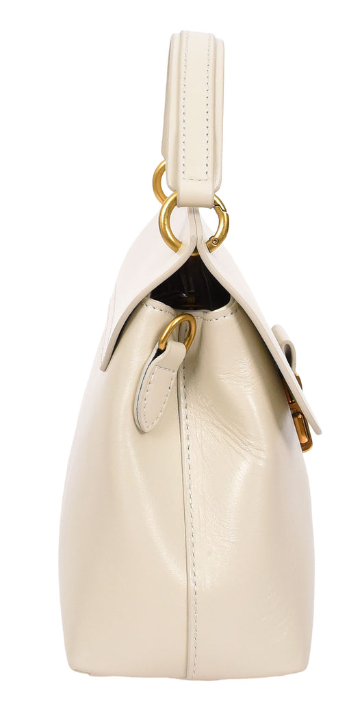 LUCENA Women's Small Real Leather Shoulder Handbag White-3