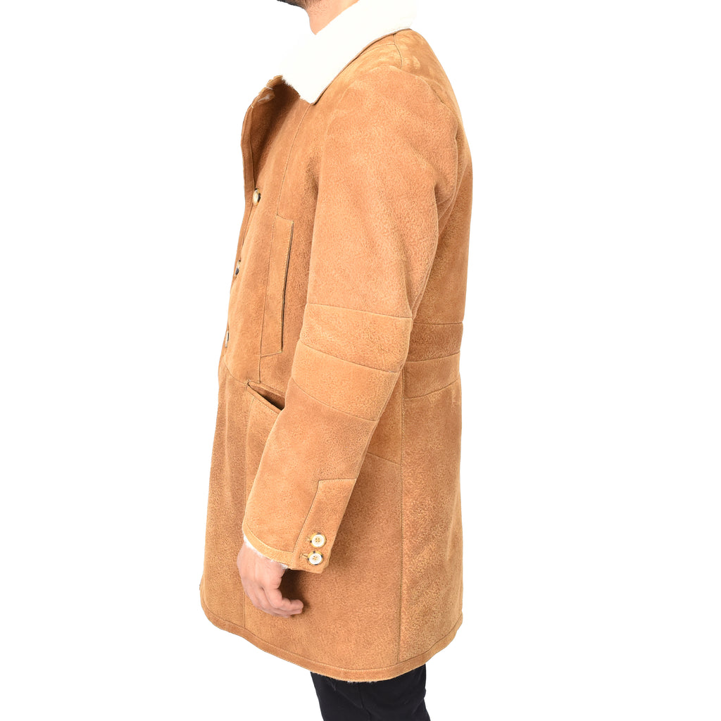 Genuine Sheepskin Coat Retro Trench Style Warm  Werner Whiskey-4