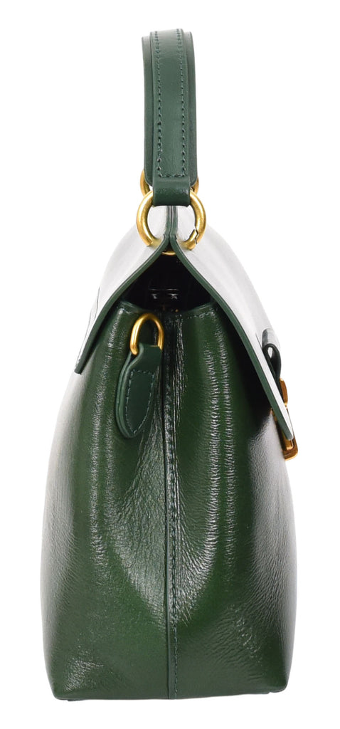 LUCENA Women's Small Real Leather Shoulder Handbag Green-3