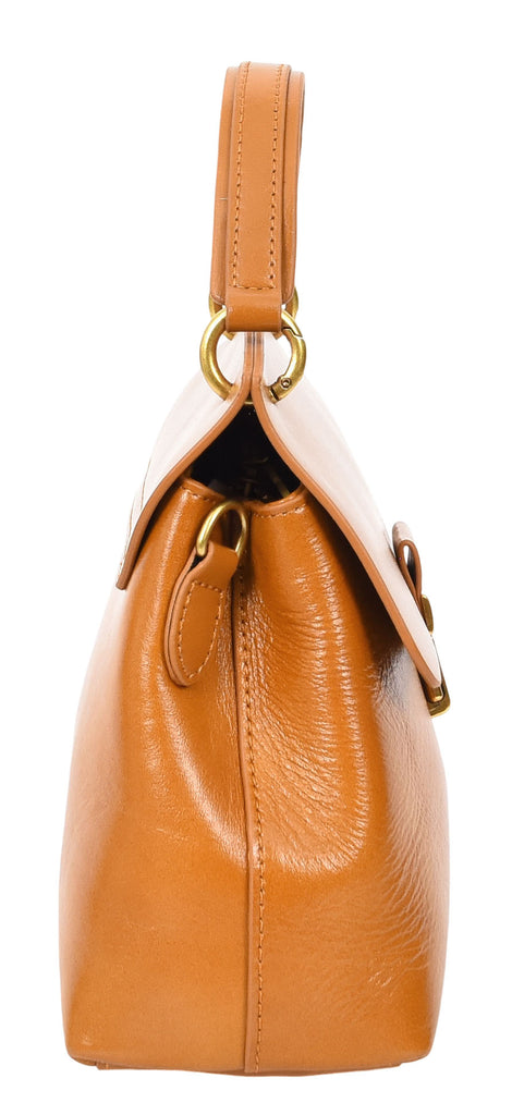 LUCENA Women's Small Real Leather Shoulder Handbag Tan-3