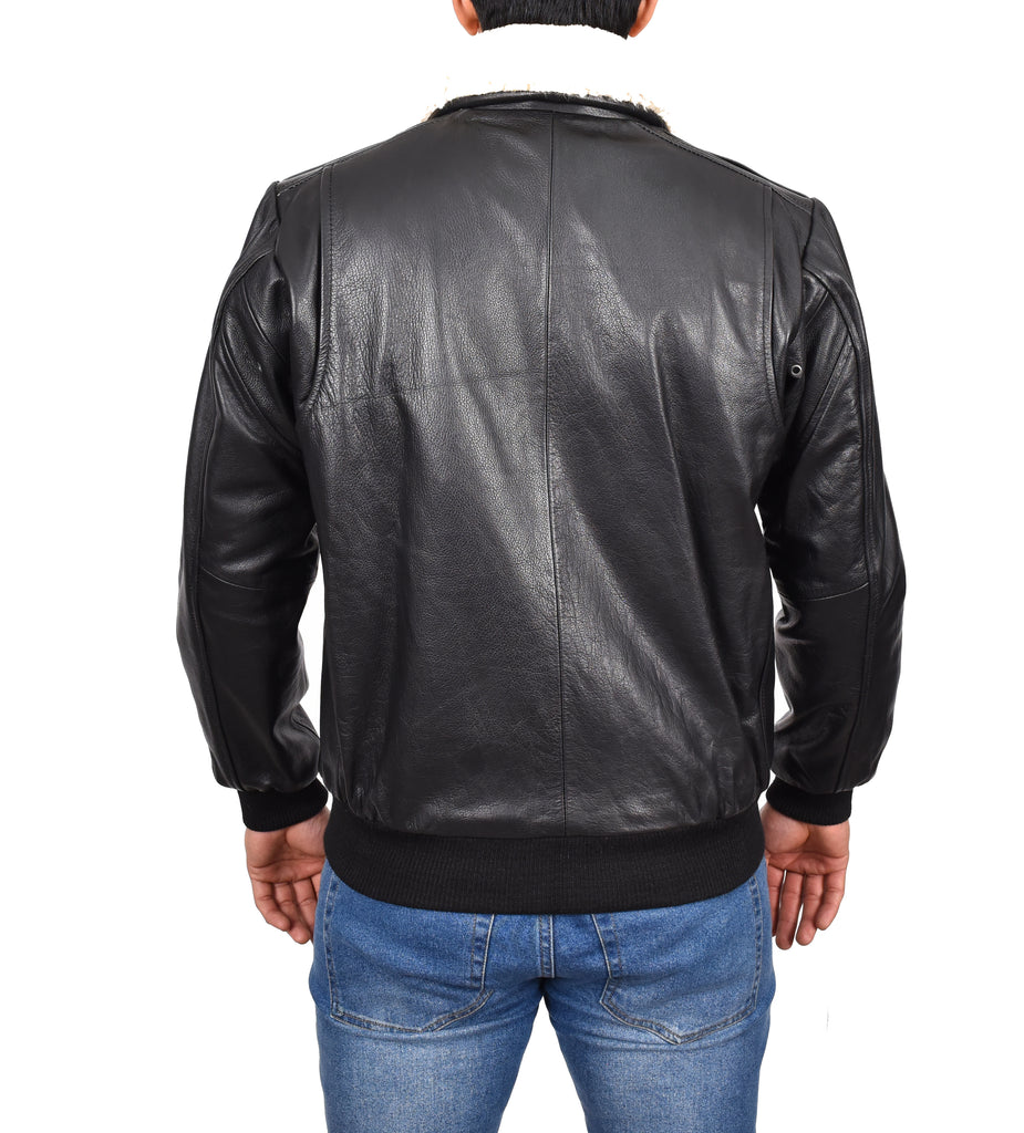 DR140 Men's Classic Leather Pilot Jacket Black 3